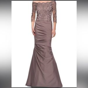 NWOT La Femme mocha/taupe formal gown